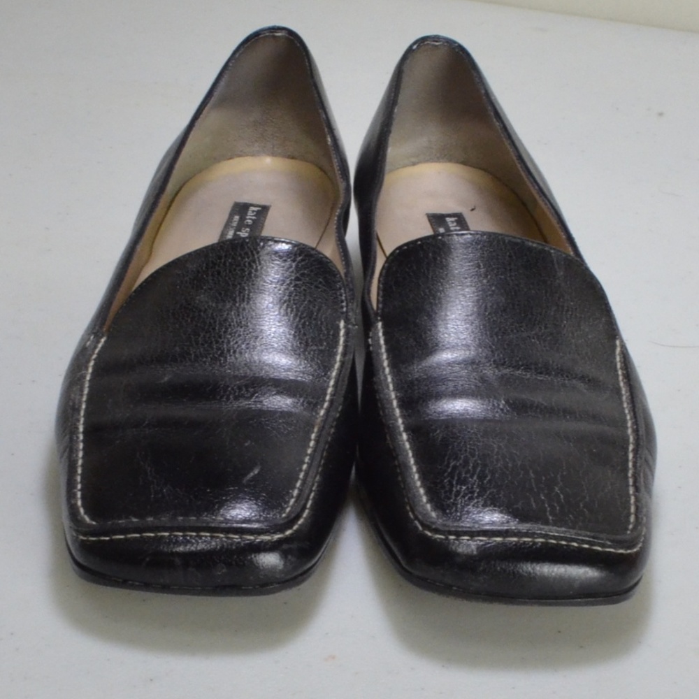 Kate Spade women’s black leather loafers Size 6.5 - Picture 2 of 6